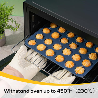 Silikon Muffinform 24 Muffins Antihaft Backblech Mini Cupcakes Kuchen Pudding 34x23x2,5cm