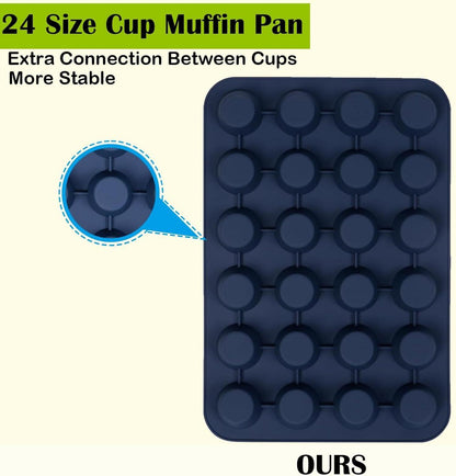 Silikon Muffinform 24 Muffins Antihaft Backblech Cupcakes Kuchen Grey