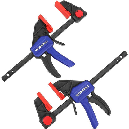 WORKPRO Einhandzwingen Set 2 in 1 Spannweite 150mm Blau