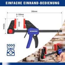WORKPRO Einhandzwingen Set 2 in 1 Spannweite 150mm Blau