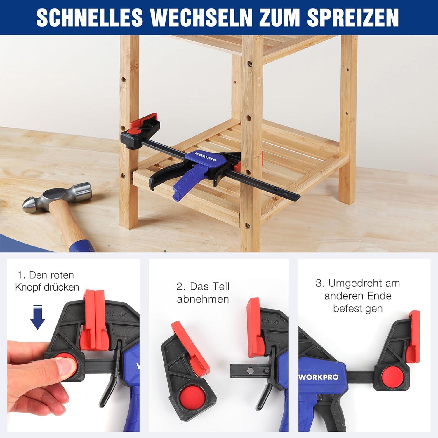 Einhandzwingen Set 2-in-1 Spannweite 150mm Dehnbereich 285mm 150mm