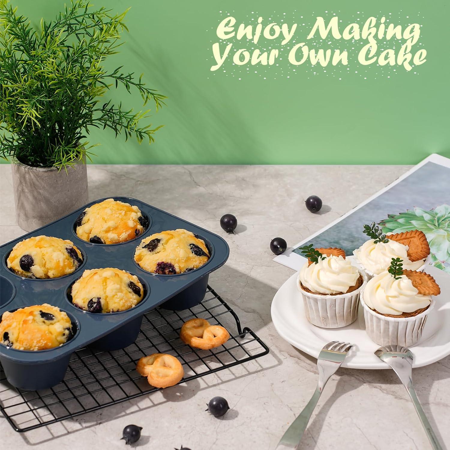 Große Silikon Muffinform Antihaft Backblech Cupcakes Brownies Kuchen