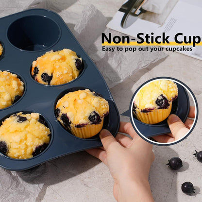 Große Silikon Muffinform für 6 Muffins Antihaft Backblech 27,8 x 19 x 5 cm