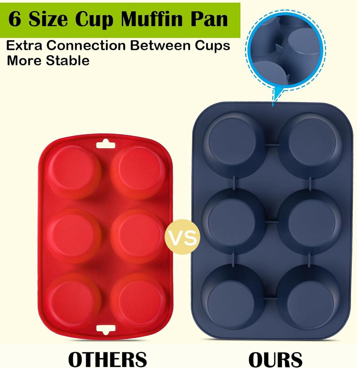 Große Muffinform aus Silikon für 6 Muffins Antihaftbeschichtet 27,8 x