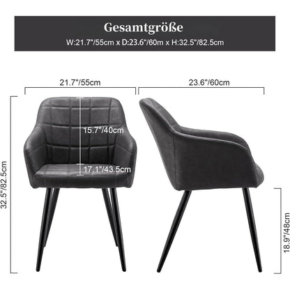 Esszimmerstühle 2er Set Dunkelgrau in Lederoptik