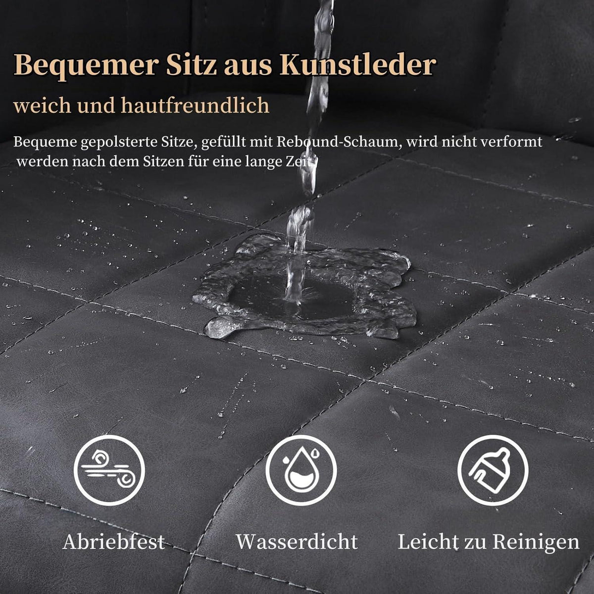 Esszimmerstühle 2er Set Dunkelgrau in Lederoptik