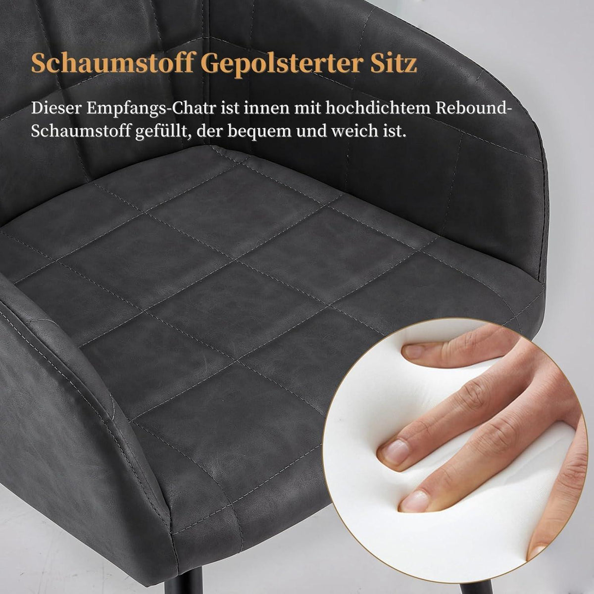 Esszimmerstühle 2er Set Dunkelgrau in Lederoptik