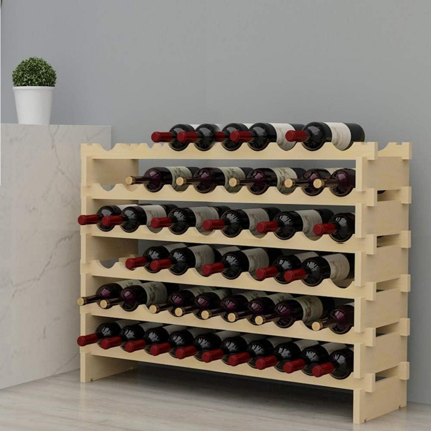 Weinregal Flaschenständer 60 Flaschen Holzregal Ebenen 110x30x80.5 cm