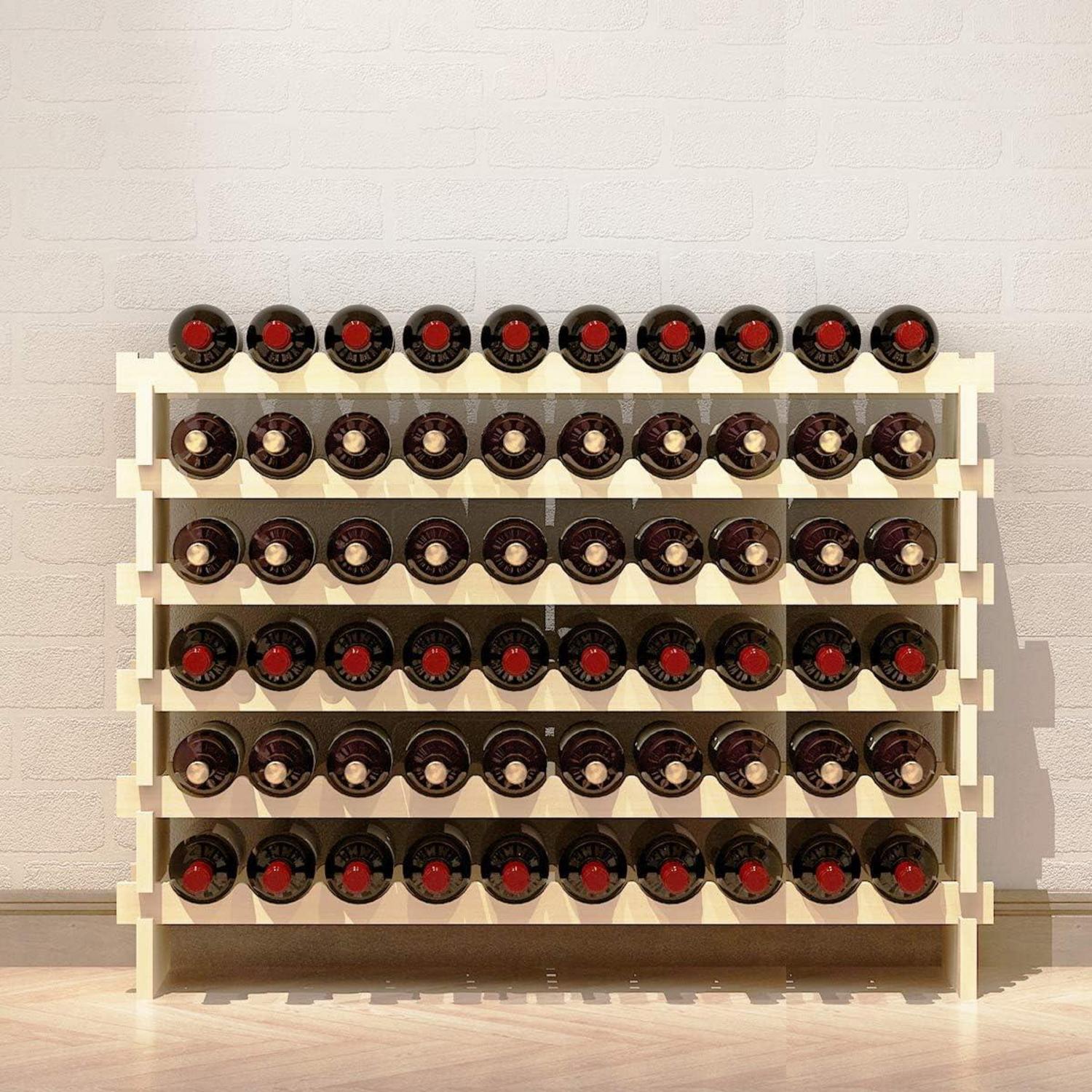 Weinregal Flaschenständer 6 Ebenen 60 Flaschen Holzregal für Küche Bar