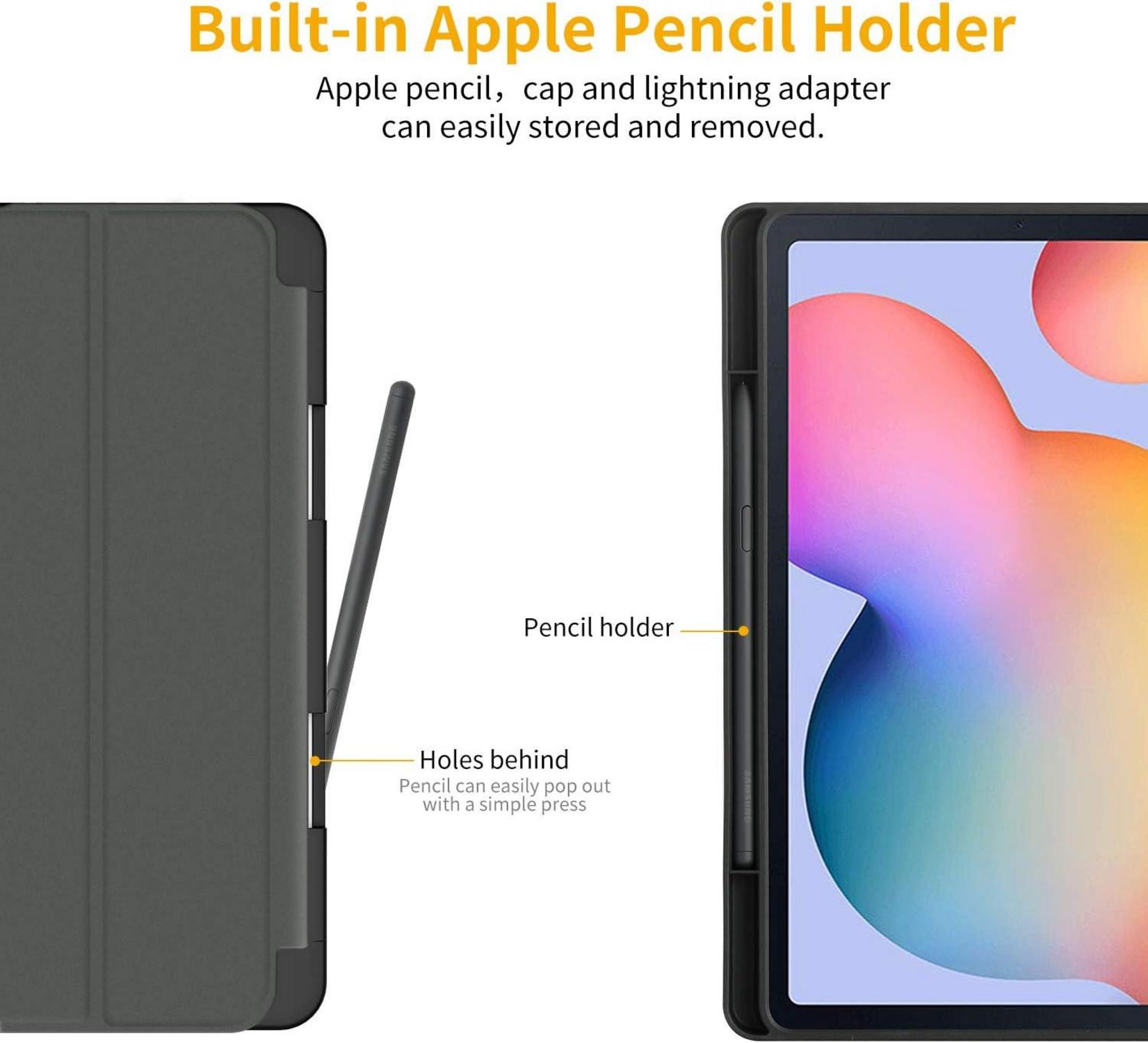 EasyAcc Samsung Galaxy Tab S6 Lite 10.4 Zoll Hülle Schwarz mit Schutzfolie S Pen Halter