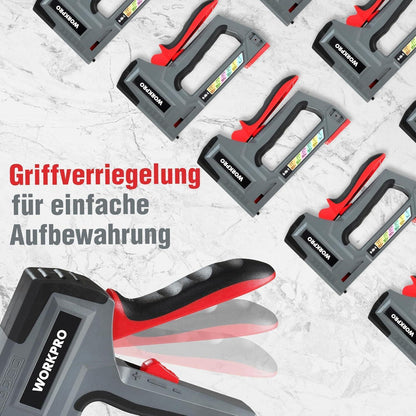 WORKPRO Profi Handtacker Set inkl. 4000 Klammern - 6-in-1