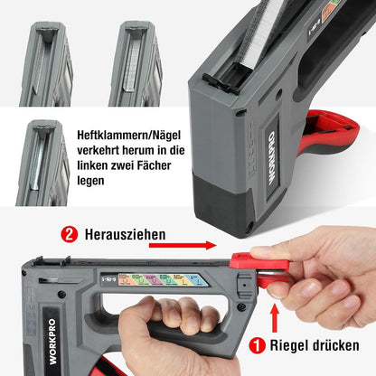 WORKPRO Profi Handtacker Set inkl. 4000 Klammern - 6-in-1