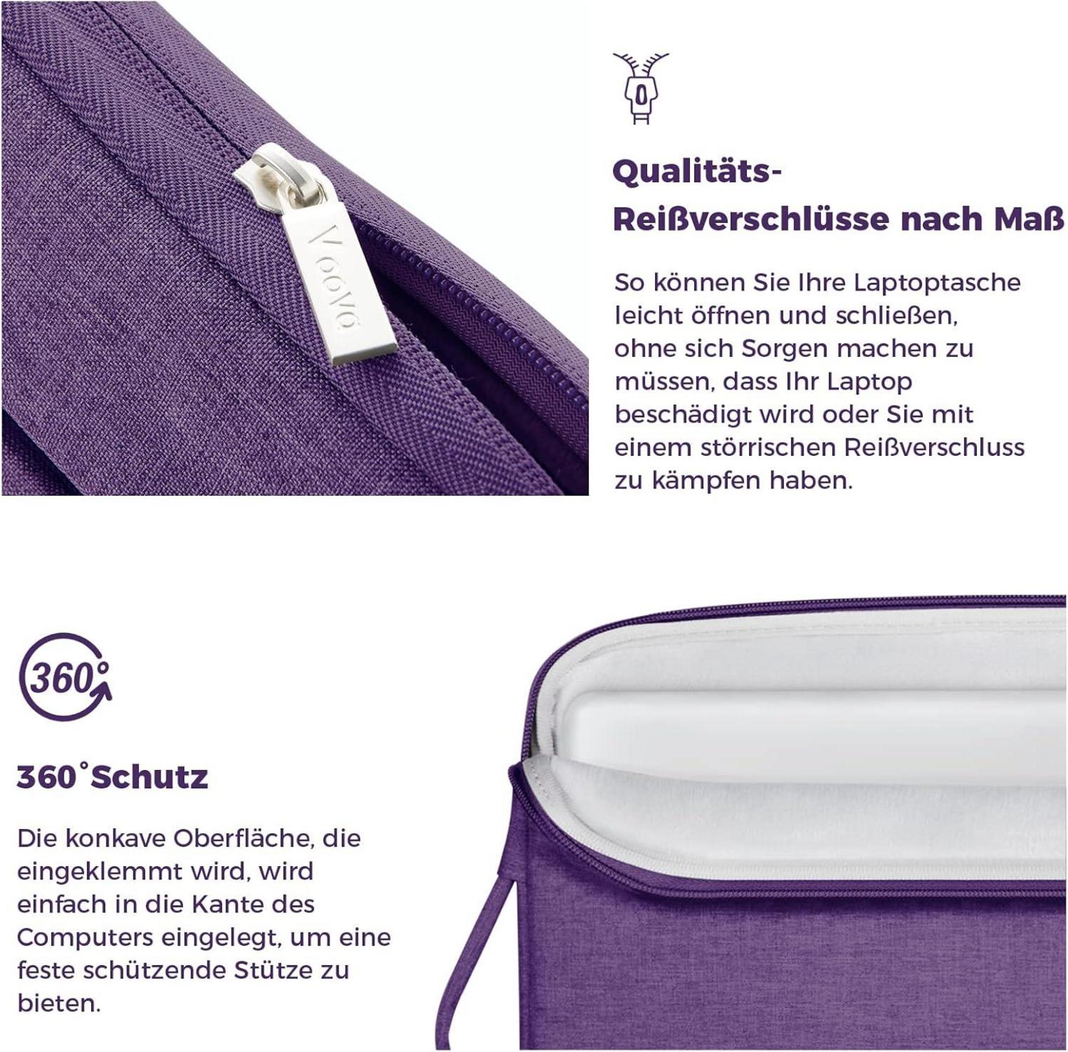 Voova Laptop Hülle 15.6 Zoll Wasserdicht Tablet Tasche Handgriff Violett