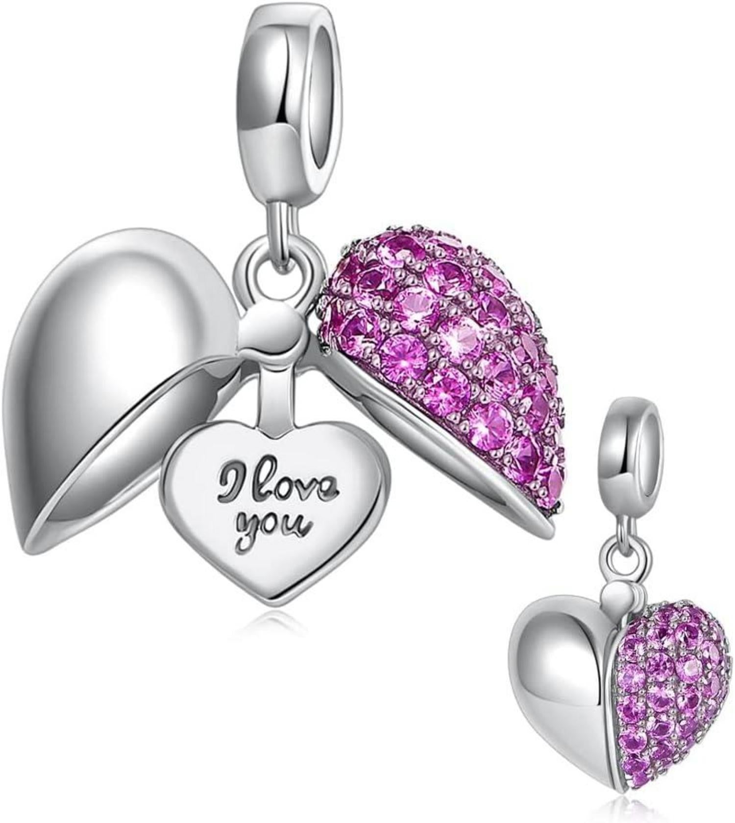 925 Sterling Silber Charm Damenarmband Herz Bead Perlen Kristall
