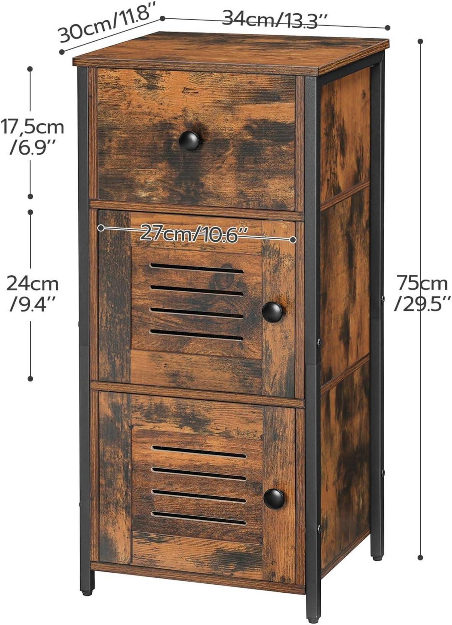 Beistellschrank mit Schublade Vintage Stil verstellbare Ablage
