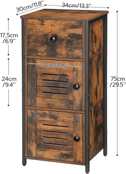 Beistellschrank mit Schublade Vintage Stil verstellbare Ablage