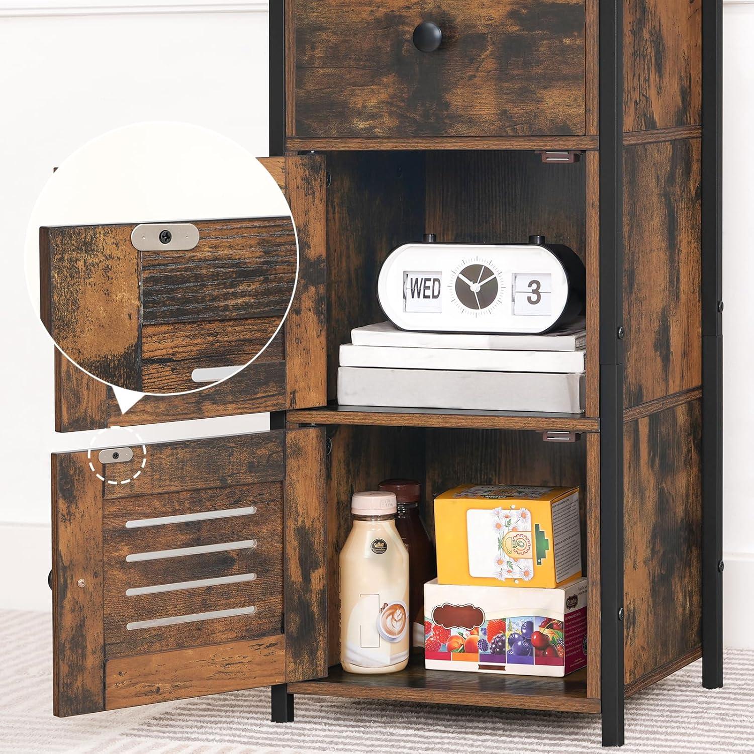 Beistellschrank mit Schublade, Kommode im Vintage-Stil, verstellbare