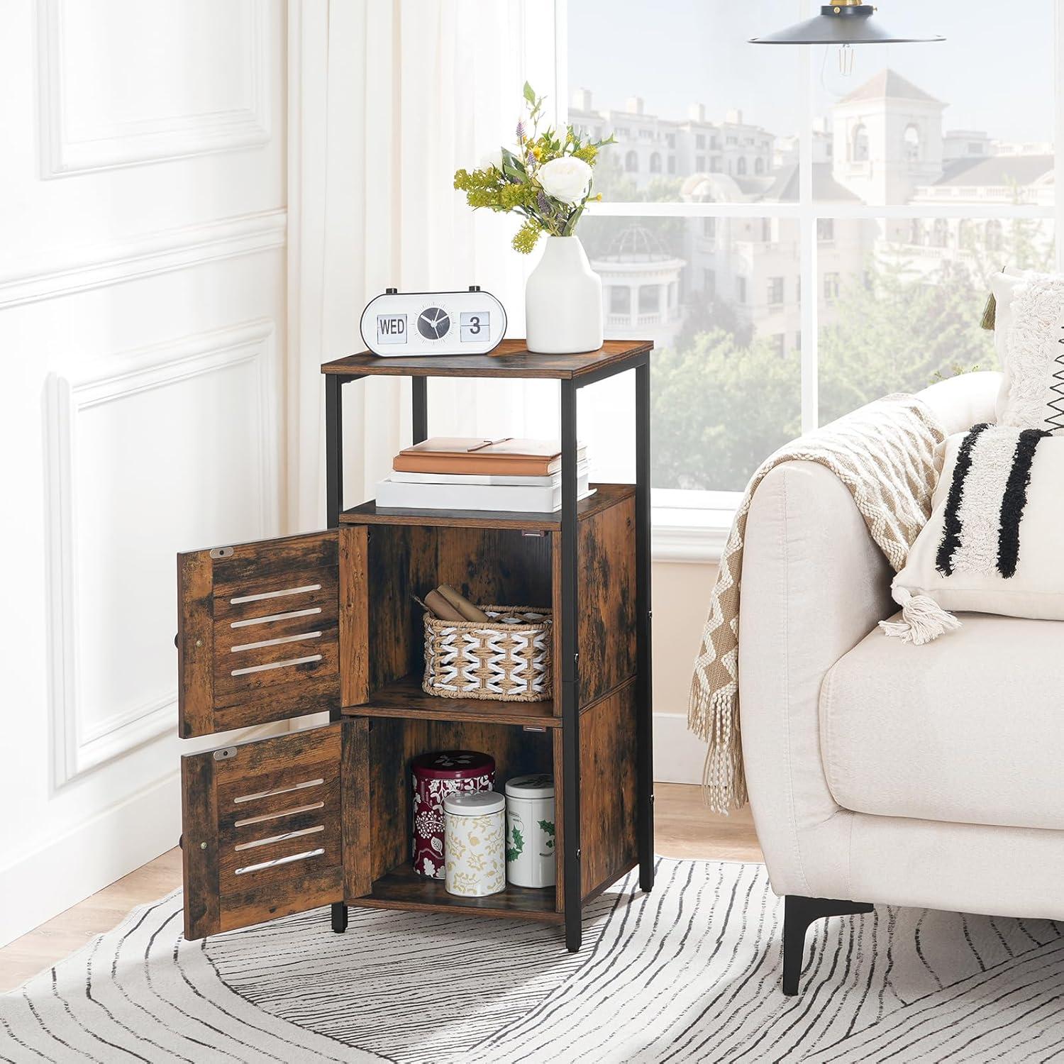 Beistellschrank Sideboard mit Lamellentür und offenen