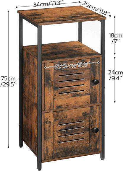 Beistellschrank mit offenen Ablagen und Lamellentür