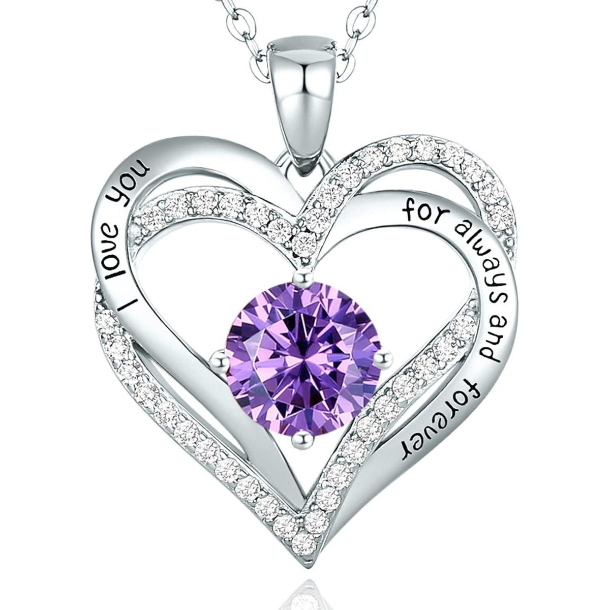 Herz Halskette 925 Sterling Silber Rosegold mit Zirkonia Geburtsstein