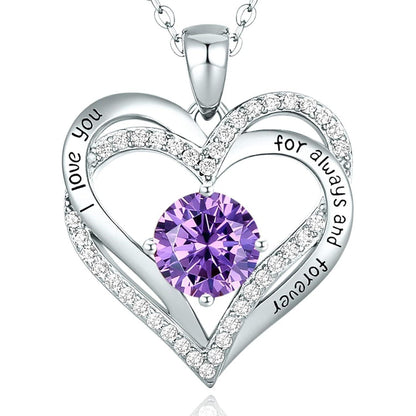 Herz Halskette 925 Sterling Silber Rosegold mit Zirkonia Geburtsstein