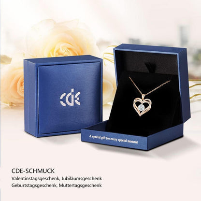 CDE 925 Silber Rosegold Herz Geburtsstein Anhänger Halskette für Frauen