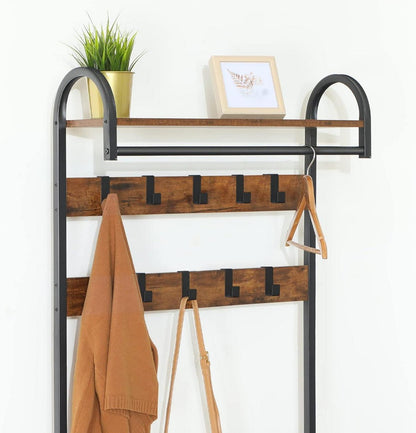 Garderobe mit Schuhregal und Sitzbank, 182cm hoch, vintagebraun
