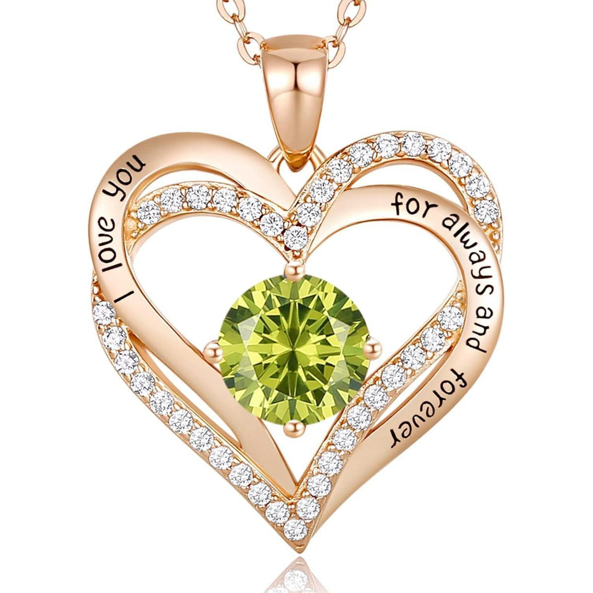 Herz Halskette 925 Sterling Silber Rosegold mit Geburtsstein und Zirkonia