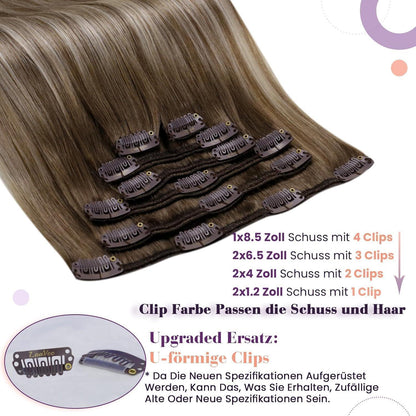 Clip-in Echthaar Extensions Balayage Blond 50cm