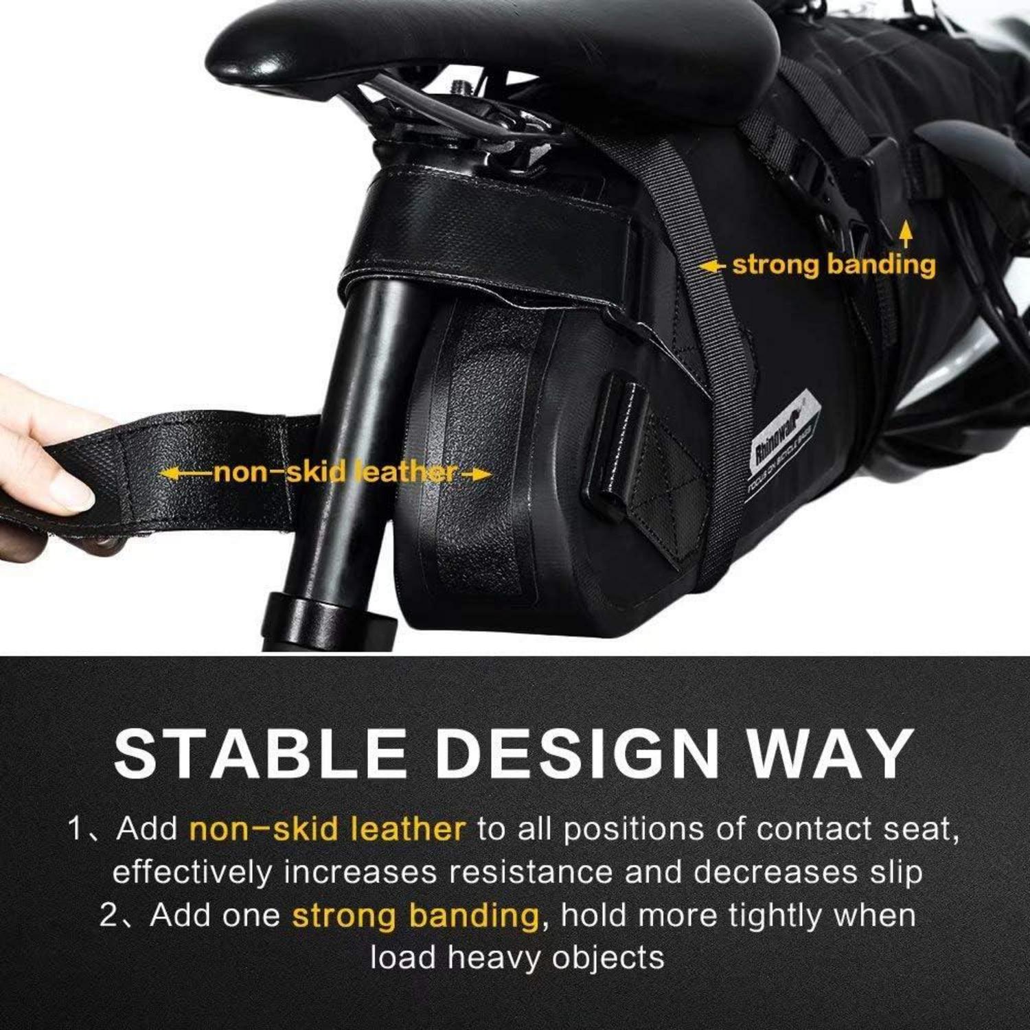 Rhinowalk Wasserdichte Fahrrad Satteltasche 13L Schwarz