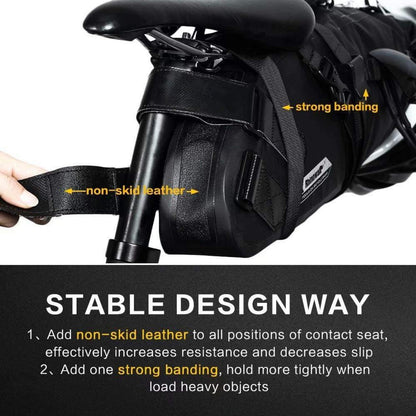 Rhinowalk Wasserdichte Fahrrad Satteltasche 13L Schwarz