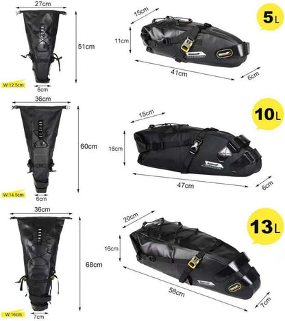 Fahrrad Satteltasche Wasserdicht 13L Schwarz Mountainbike Rennrad