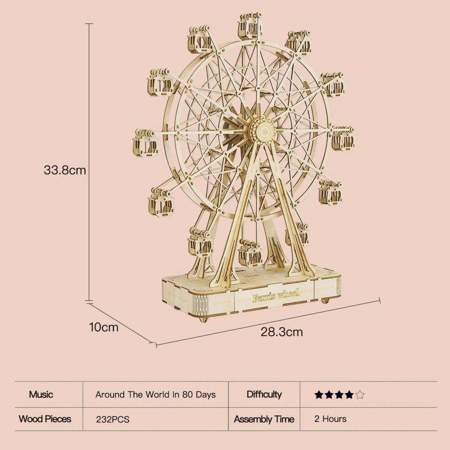 3D Puzzle Riesenrad Spieldose Modellbausatz mit Musik für Erwachsene