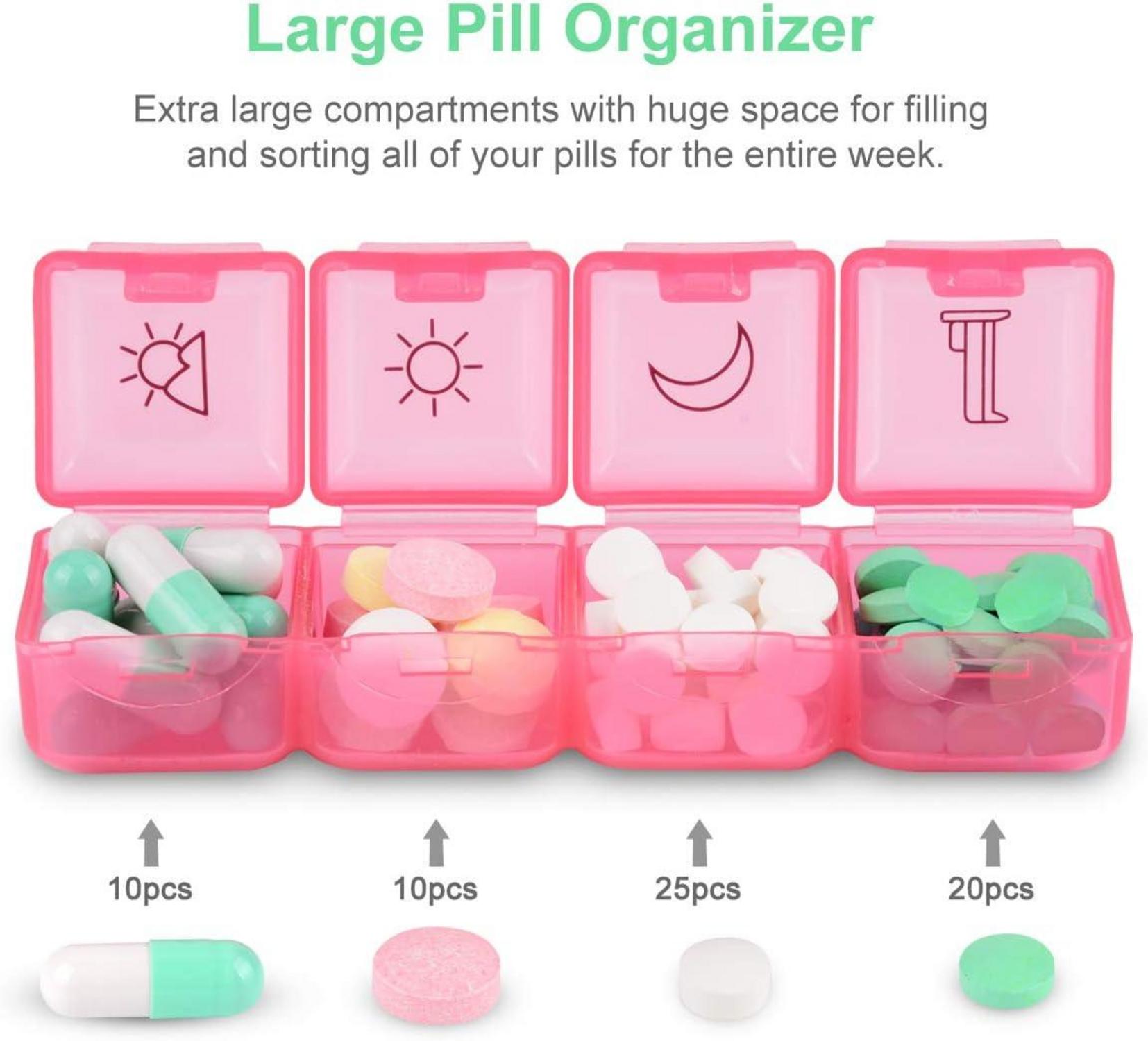 Pillendose 7 Tage 4x täglich BPA-frei Feuchtigkeitsbeständig