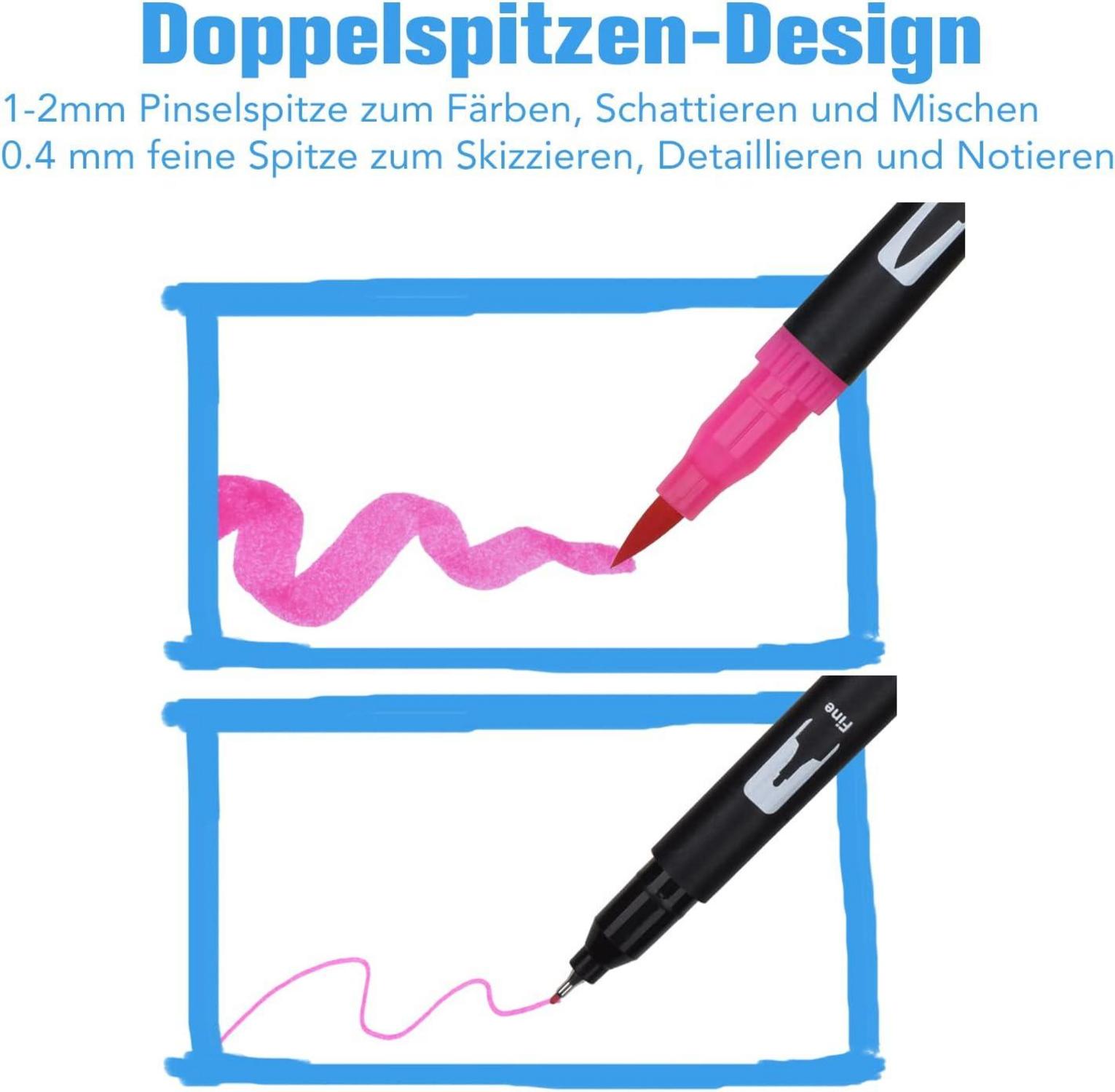 Dual Brush Pen Set 36 Farben Doppelfasermaler Aquarell Bullet Journal