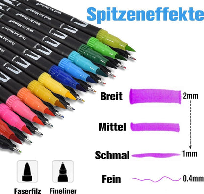 36 Dual Brush Pen Set, 36 Farben Wasserbasis Aquarell Handlettering Manga