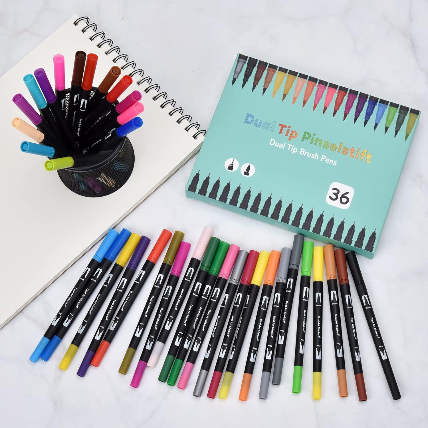 36 Dual Brush Pen Set, 36 Farben Wasserbasis Aquarell Handlettering Manga