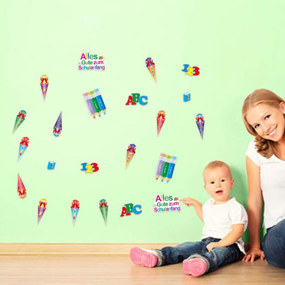 Schulanfang Konfetti ABC Zahlen Stift Buch Deko Set