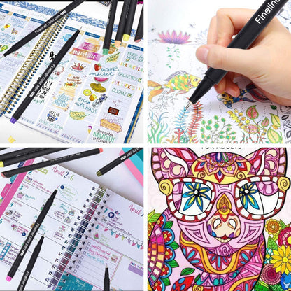 DealKits Premium 36 Farben Fineliner Stifte Set Bullet Journal Feine Filzstifte 04mm