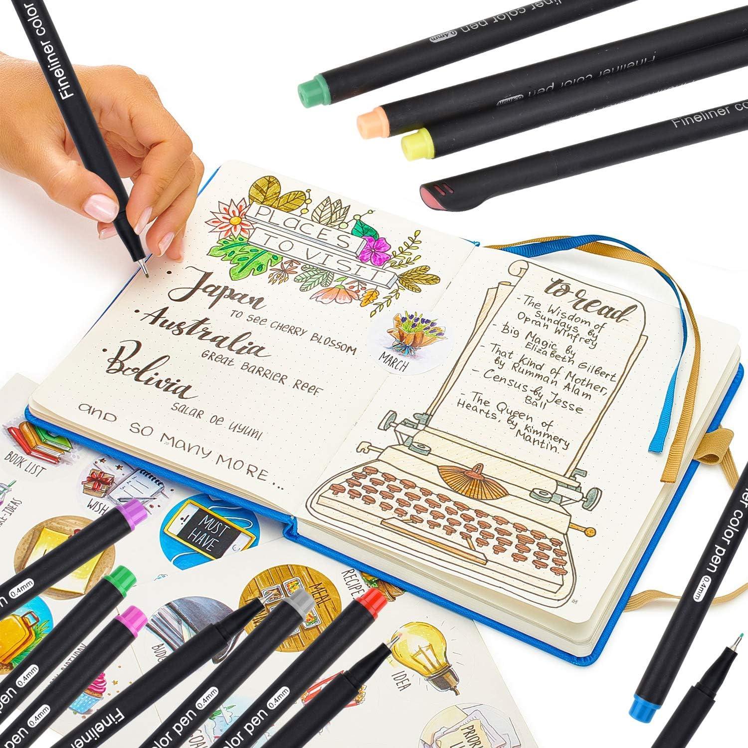 Premium Fineliner Stifte Set 36 Farben Bullet Journal Skizzieren Einkaufslisten