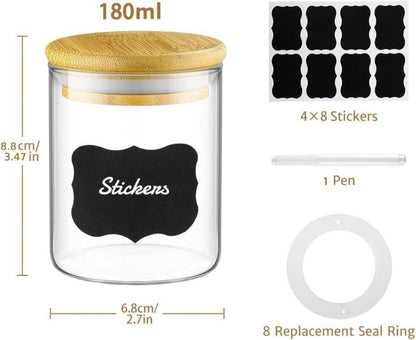 Vorratsgläser Set 15x 180ml Luftdicht Bambus Deckel