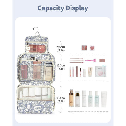 Kulturtasche Damen Aufhängbar Groß Blaues Blatt