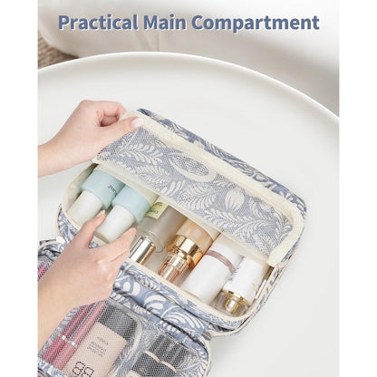 Kulturtasche Damen Aufhängbar Groß Blaues Blatt