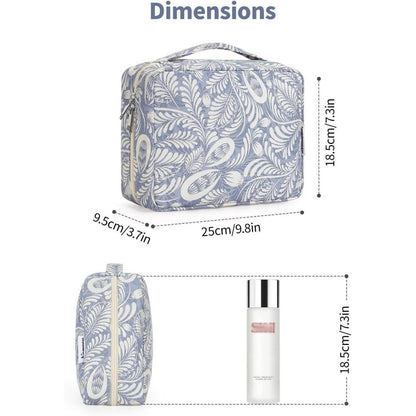 Kulturtasche Damen Aufhängbar Groß Blaues Blatt