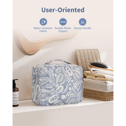 Kulturtasche Damen Aufhängbar Groß Blaues Blatt