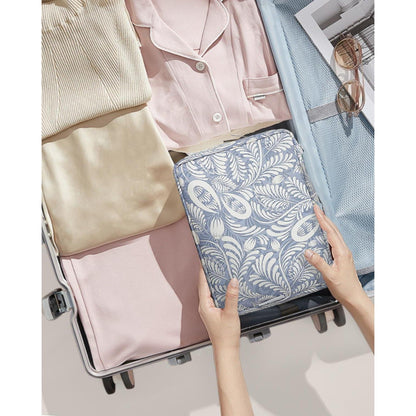 Kulturtasche Damen Aufhängbar Groß Blaues Blatt