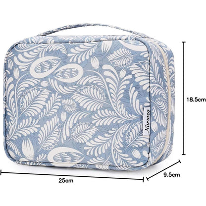 Kulturtasche Damen Aufhängbar Groß Blaues Blatt