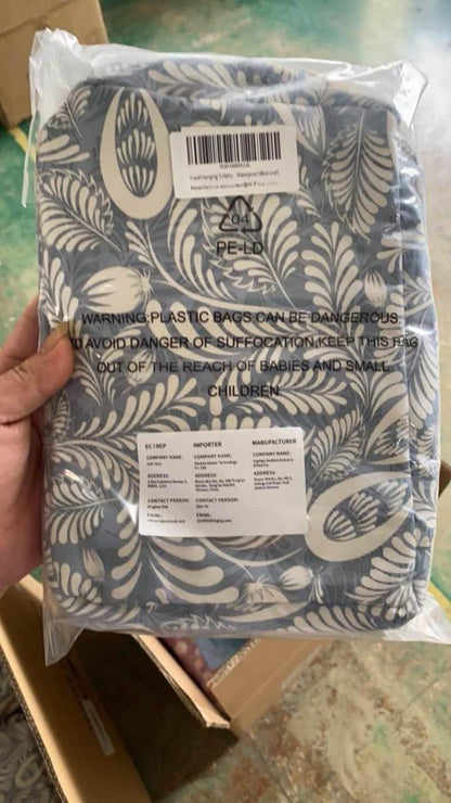 Kulturtasche Damen Zum Aufhängen Blaues Blatt Wasserdicht