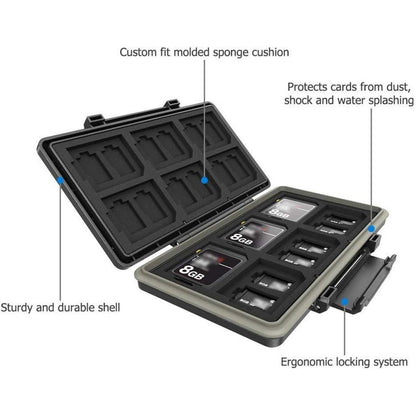 JJC Wasserdichtes SD-Karten Aufbewahrungsetui für 12 SD + 24