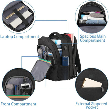 MATEIN Großer Laptop Rucksack 15,6 Zoll USB Schwarz